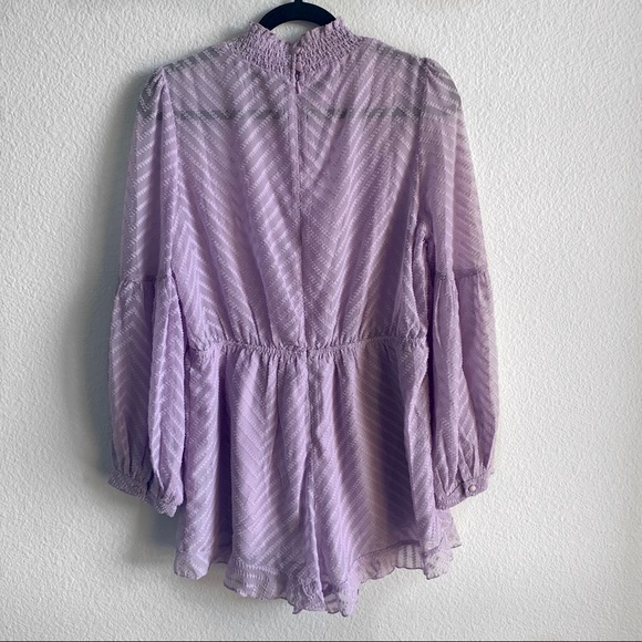 FASHION NOVA Lavender Embroider Long Sleeve Romper - Picture 3 of 3